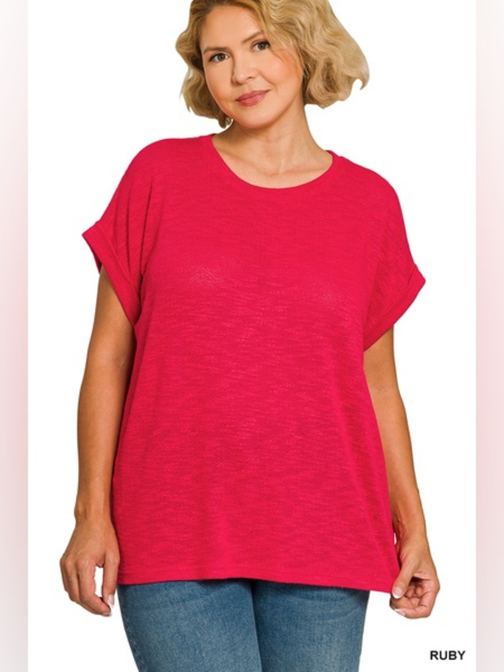 Zenana HACCI SLUB ROLLED UP SLEEVE TEE